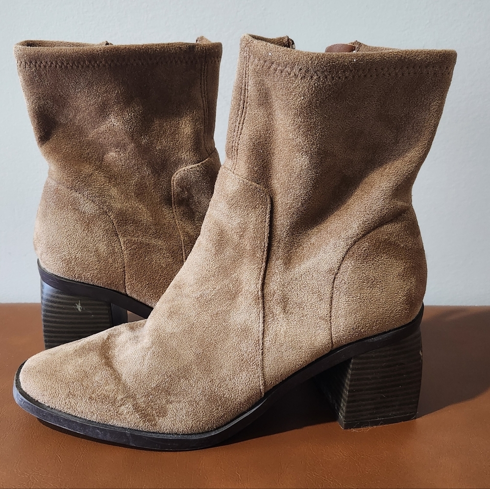Anne Klein iFlex Astrid Mid Calf Zip Faux Suede Block Heel Boots Size 8 M - Picture 3 of 13
